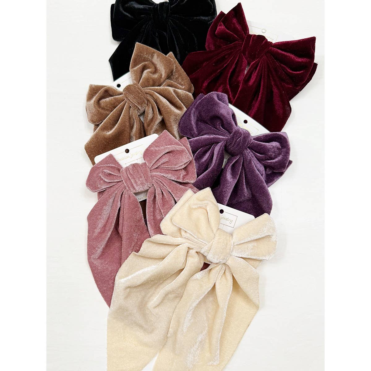 Large Velvet Bow Clips
