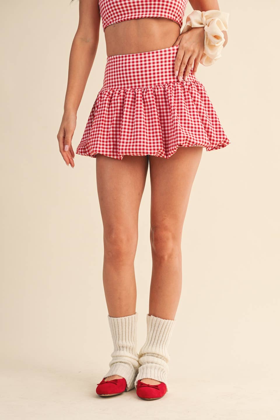 Gingham Print Bubble Skirt