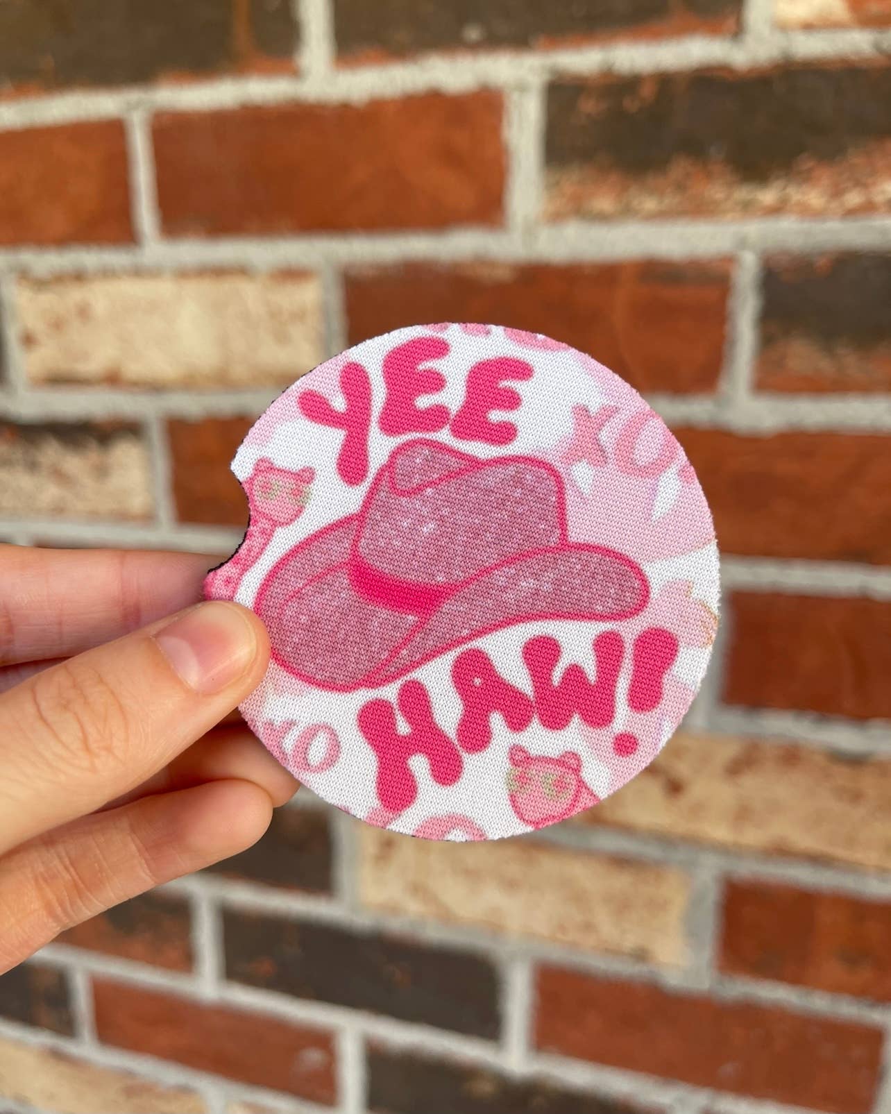 Pink Yeehaw Car Coasters