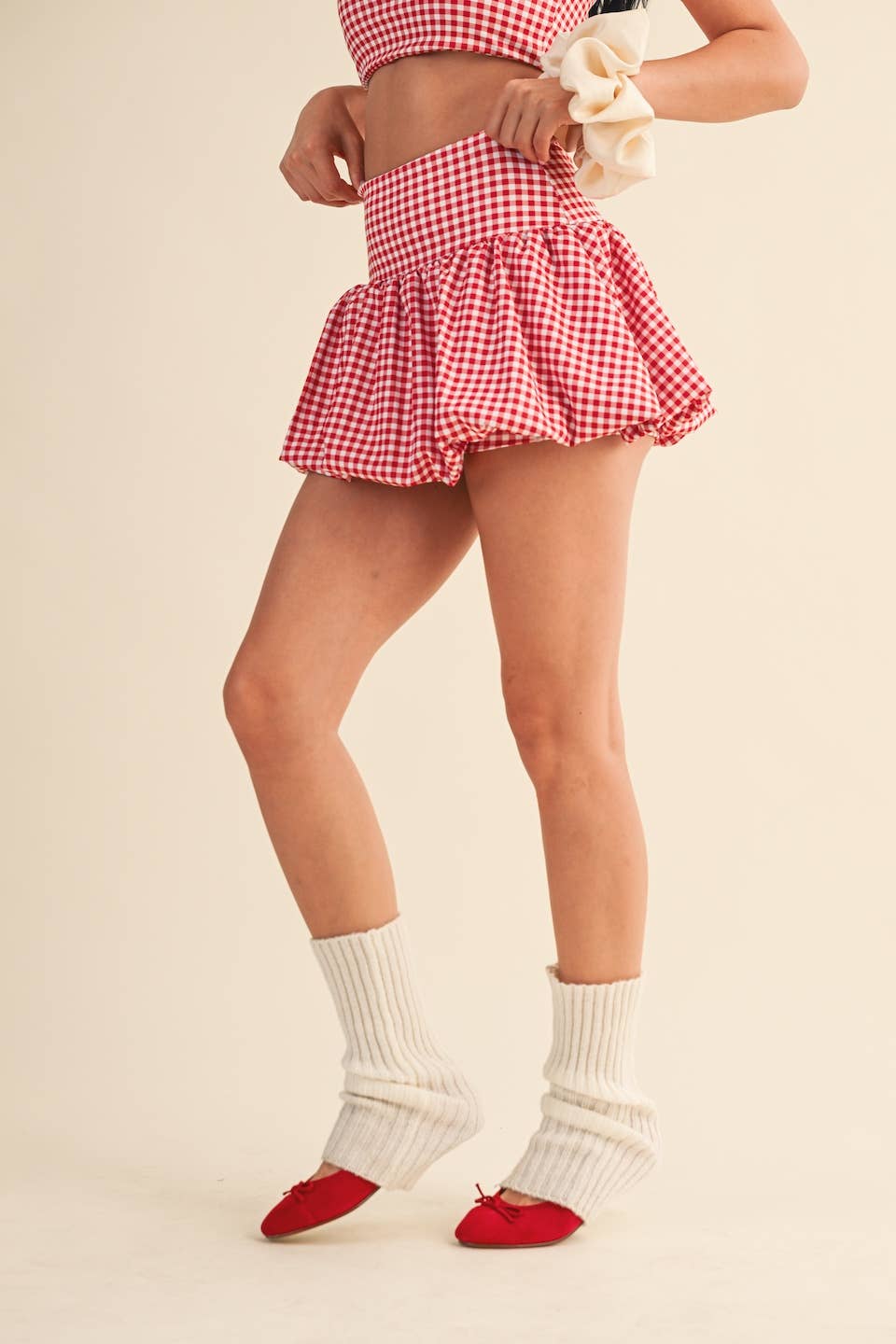 Gingham Print Bubble Skirt