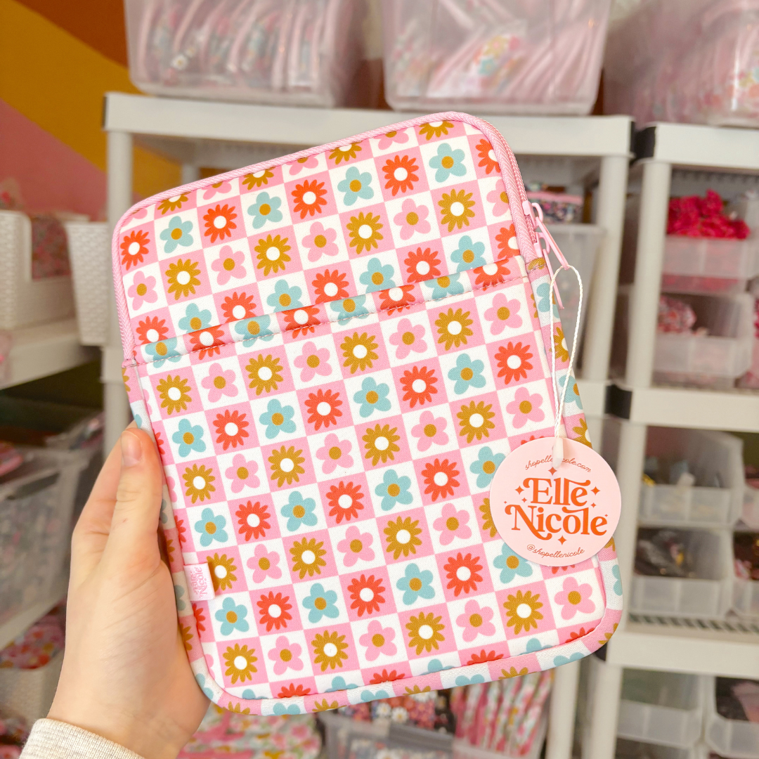 E-reader / Tablet Sleeve / Book Sleeve - Checkered Floral