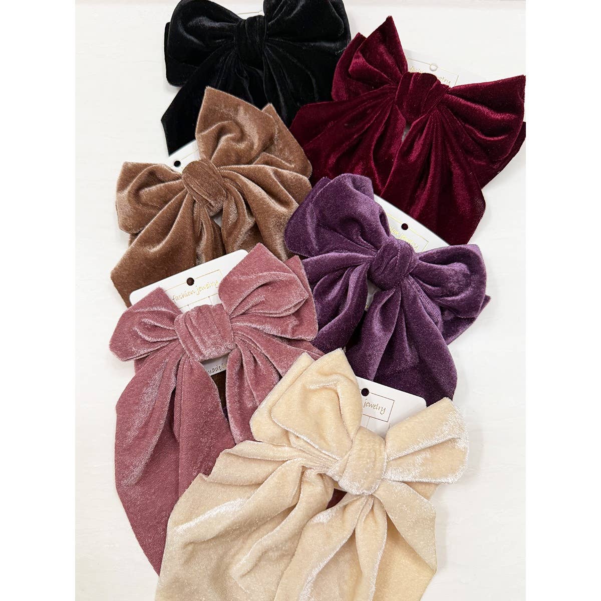Large Velvet Bow Clips