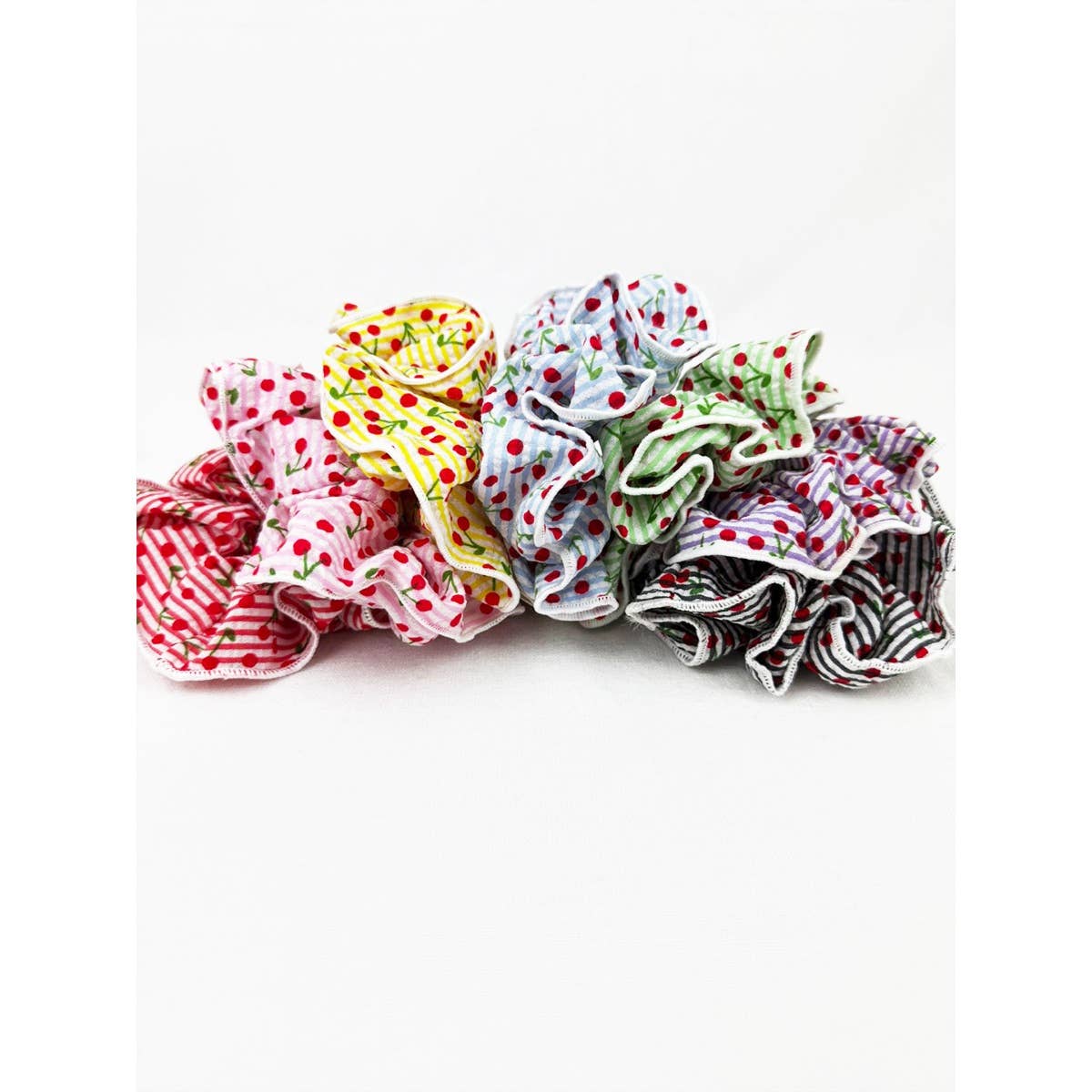 Stripe Pattern with Cherry Print Scrunchie