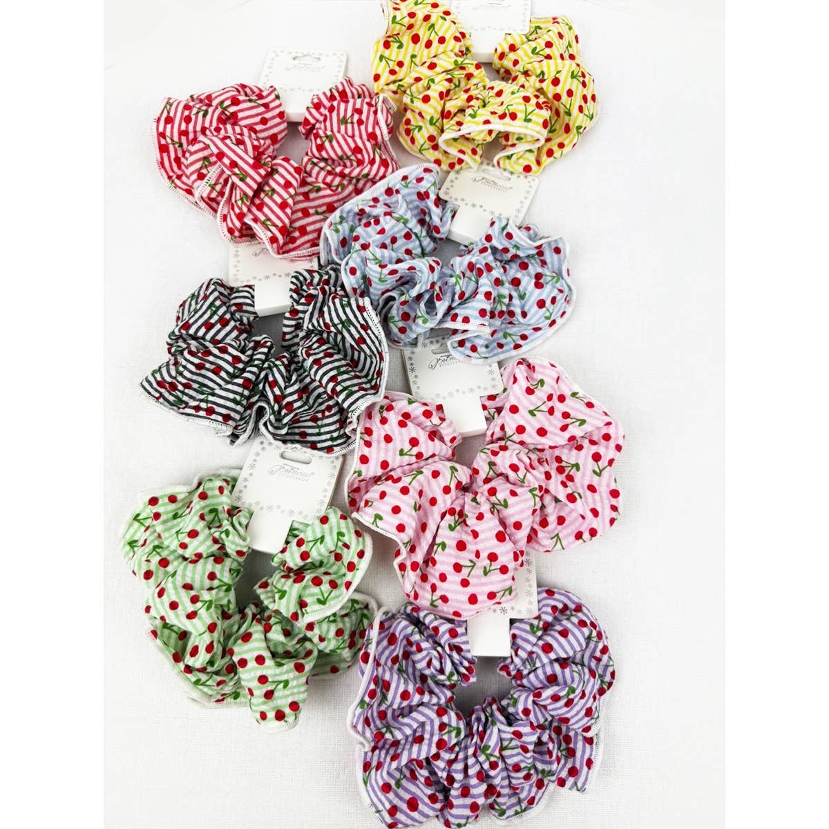 Stripe Pattern with Cherry Print Scrunchie