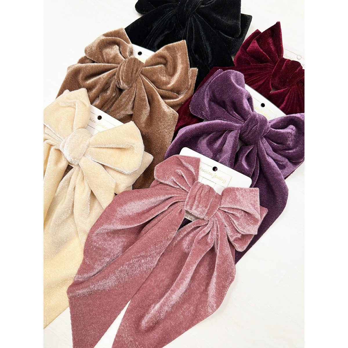 Large Velvet Bow Clips