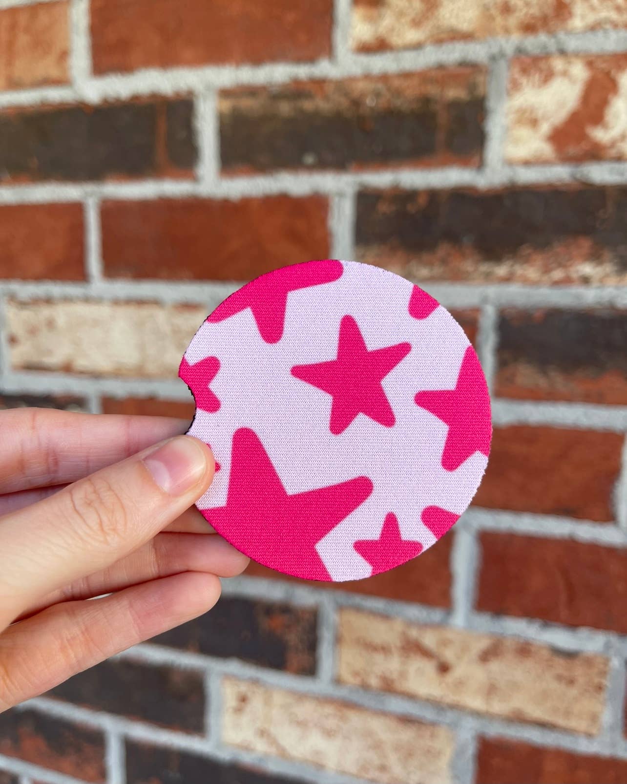 Neon Pink Stars Car Coasters