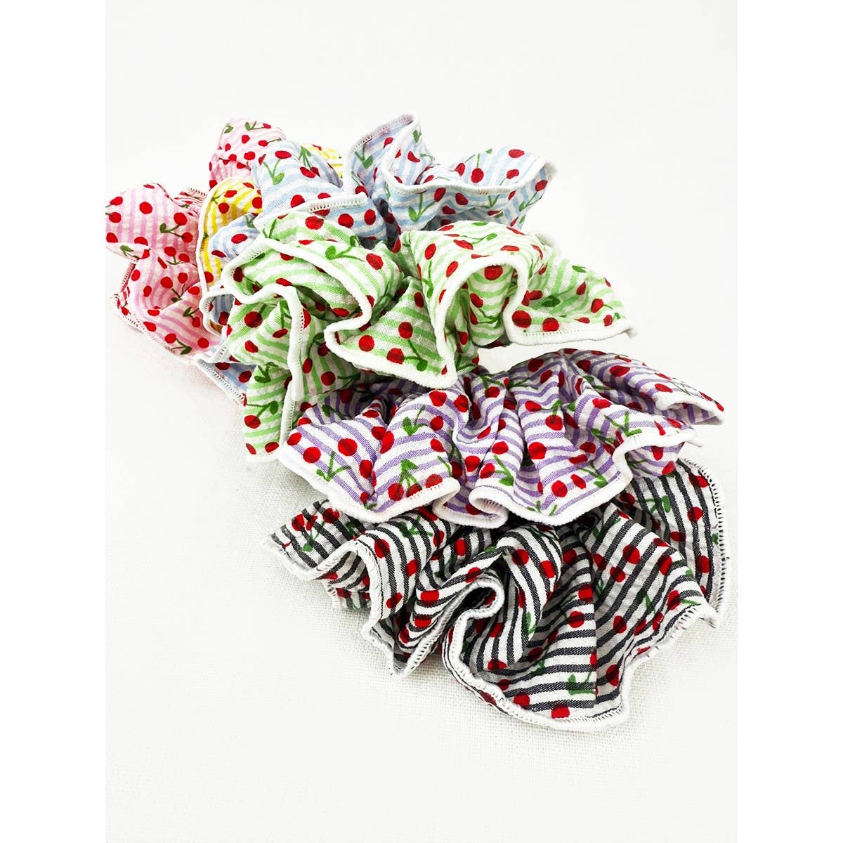 Stripe Pattern with Cherry Print Scrunchie