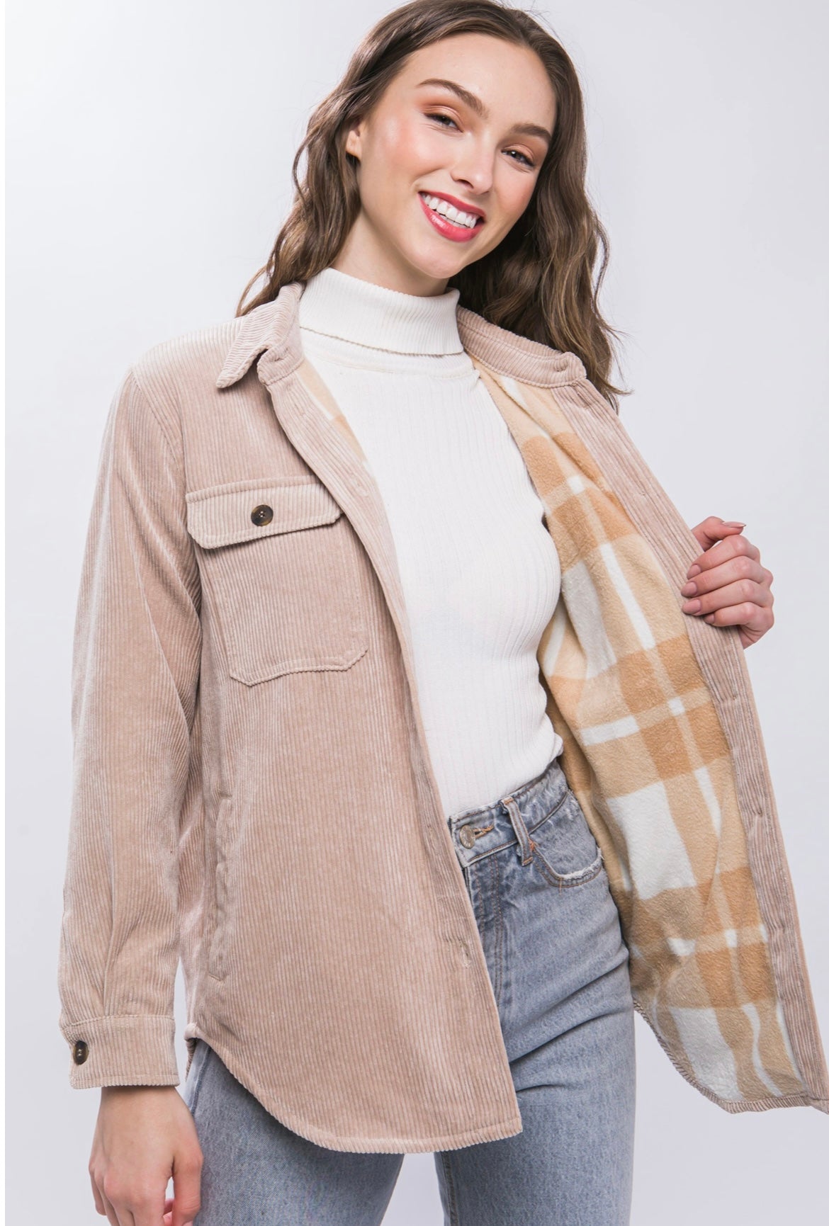 Khaki Corduroy Shacket