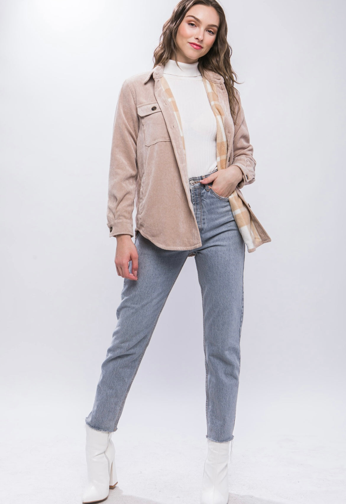 Khaki Corduroy Shacket