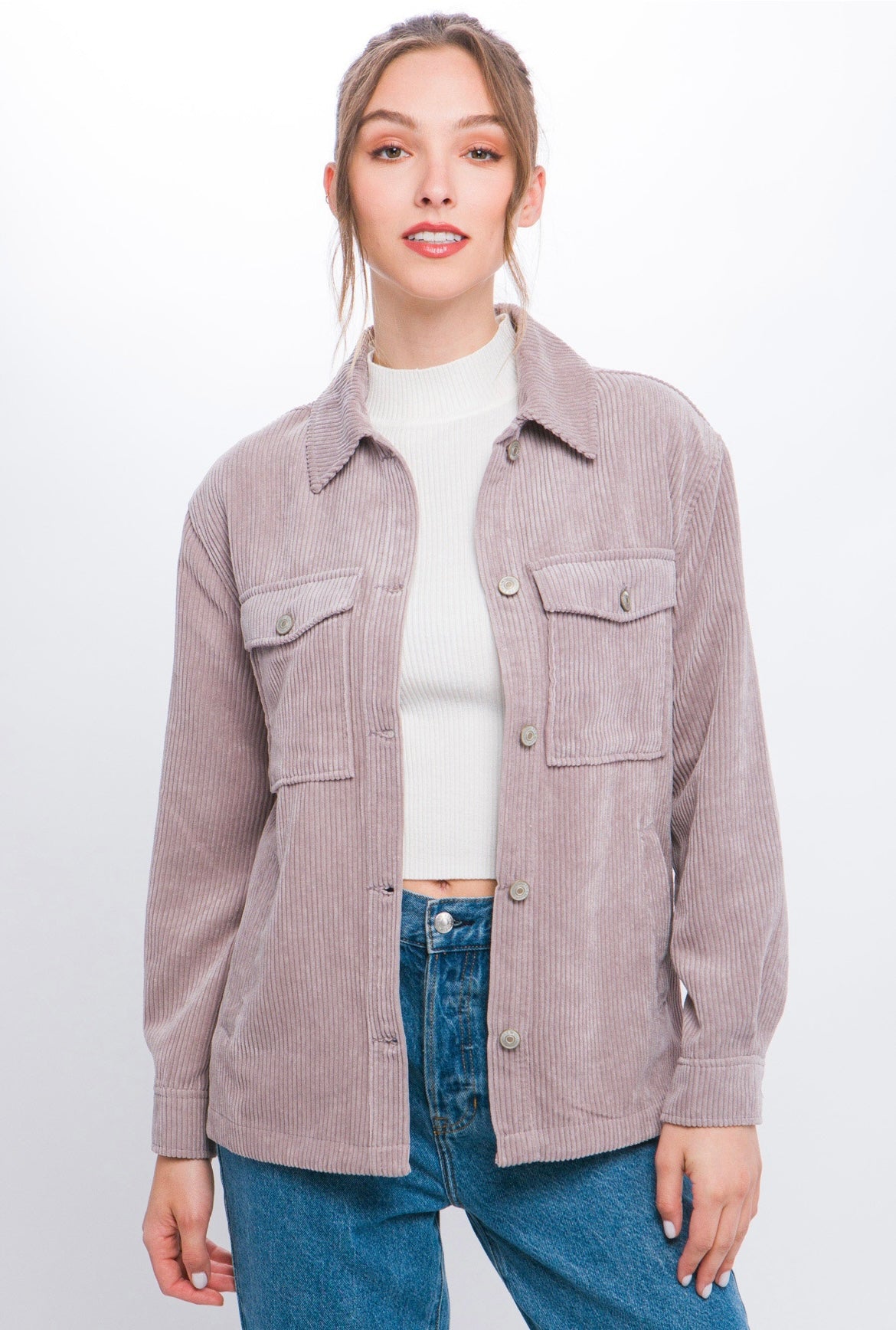 Grey Corduroy Shacket