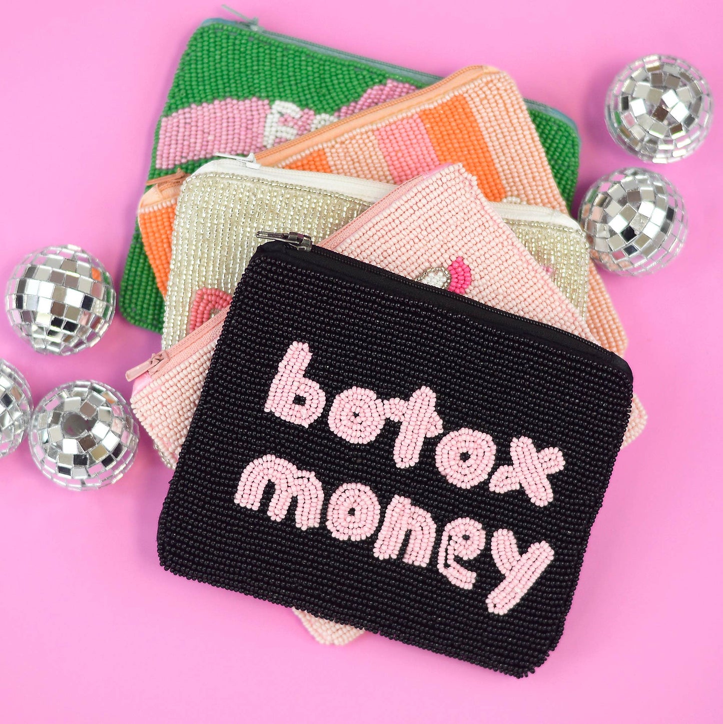 Fresh Out of Fucks Seed Bead Bag, Makeup Bag, Wallet