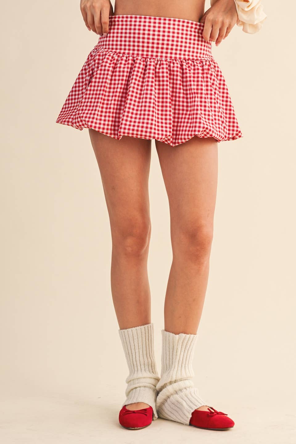 Gingham Print Bubble Skirt