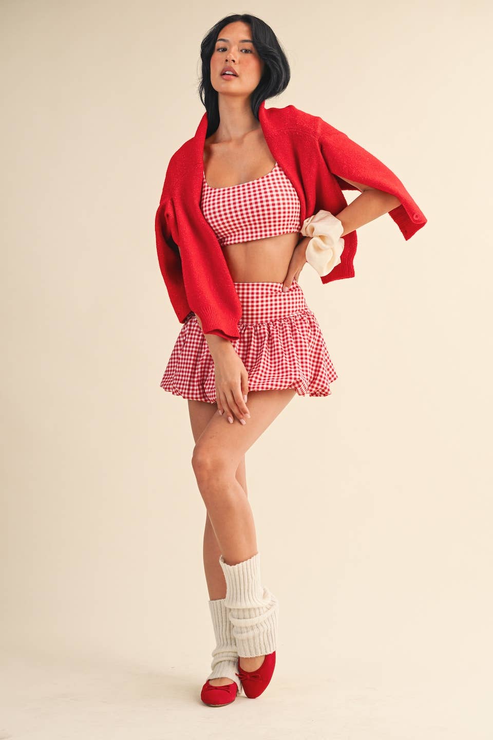 Gingham Print Bubble Skirt