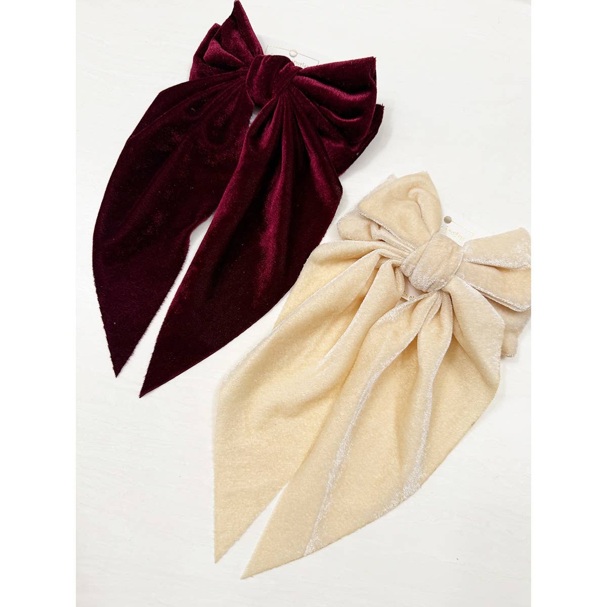 Large Velvet Bow Clips