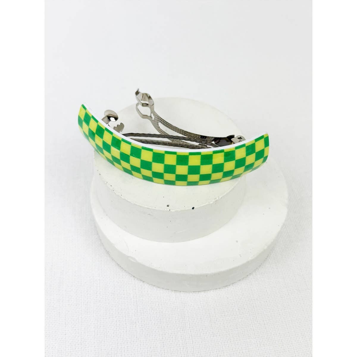 Checker Oval Hair Clip Barrette