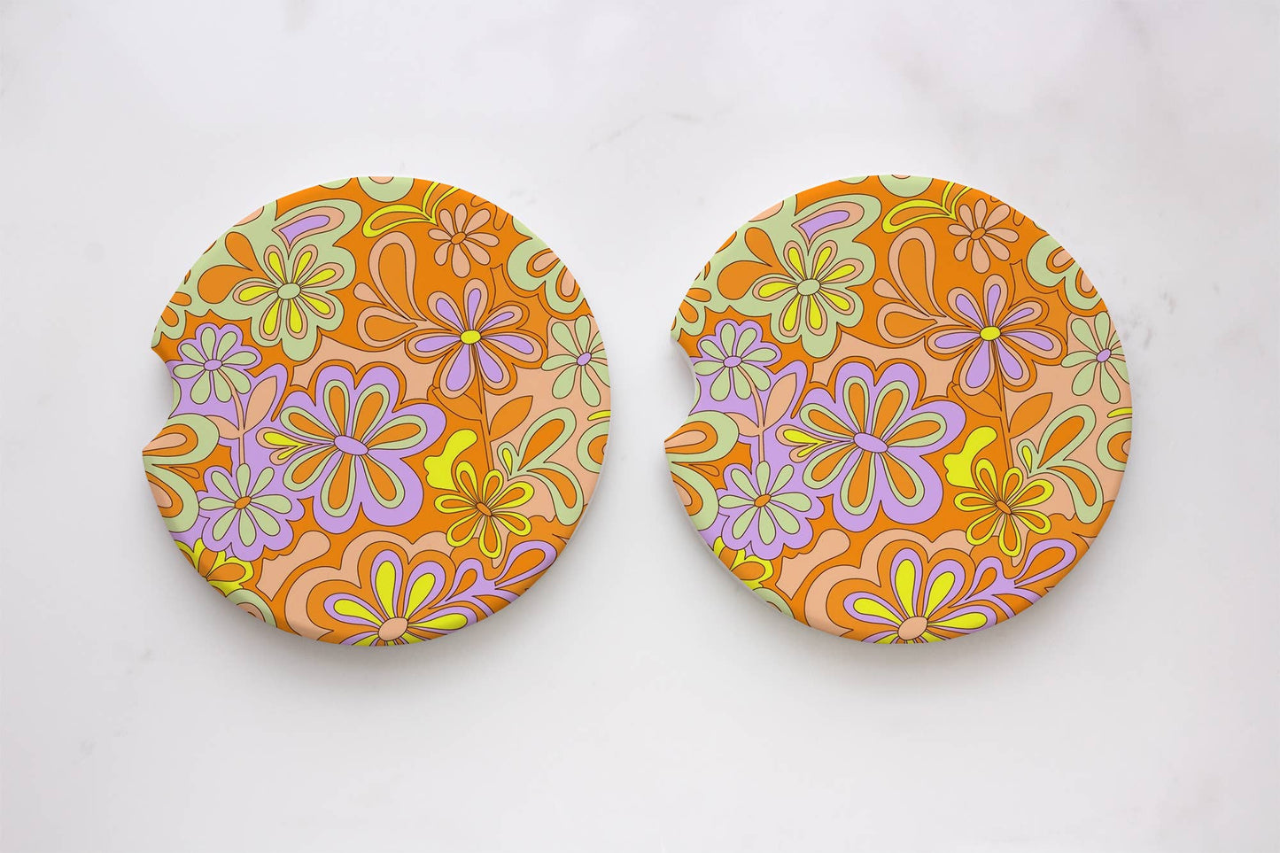 Groovy Flowers Car Coasters