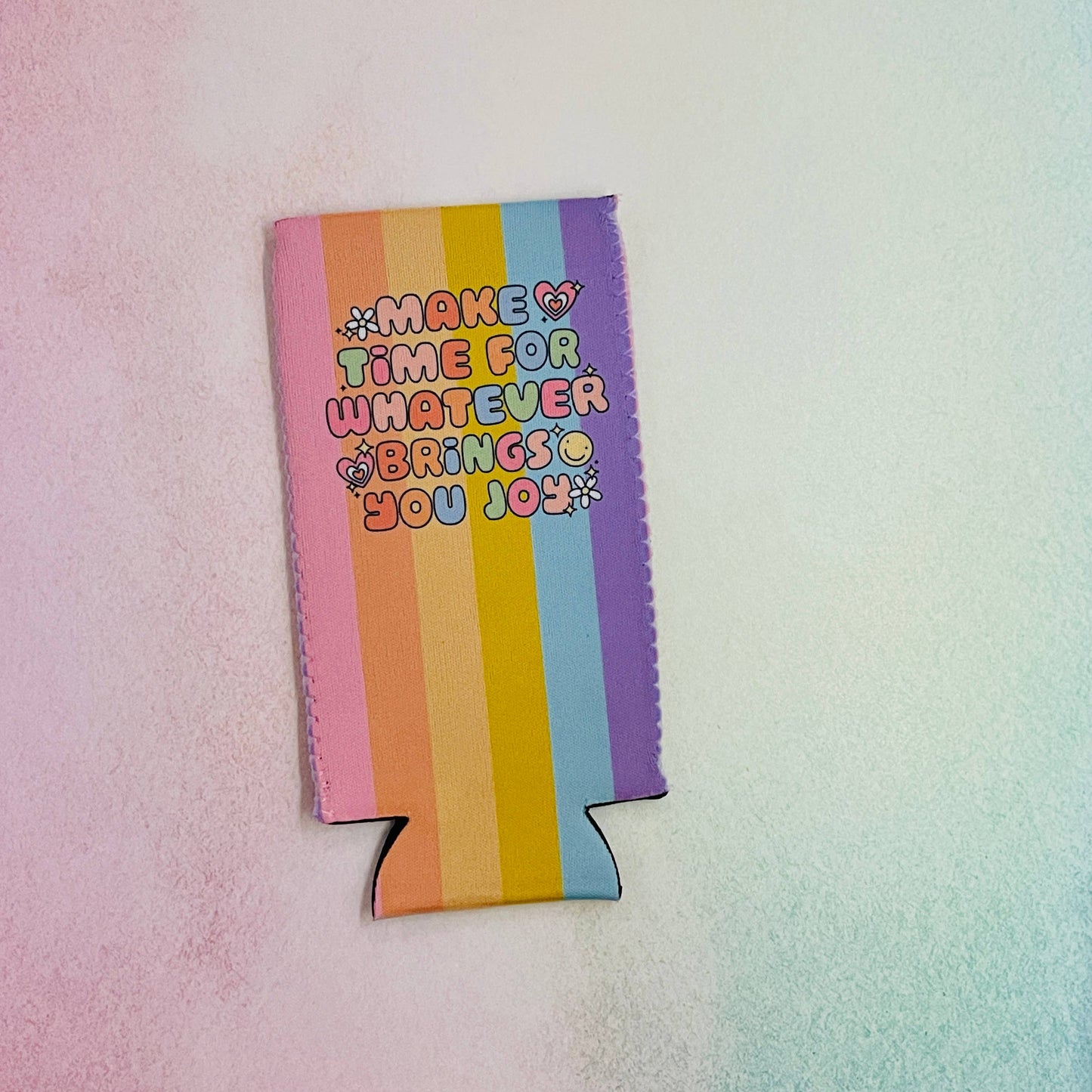12 oz Slim Can Cooler Sleeve Make Time For Joy