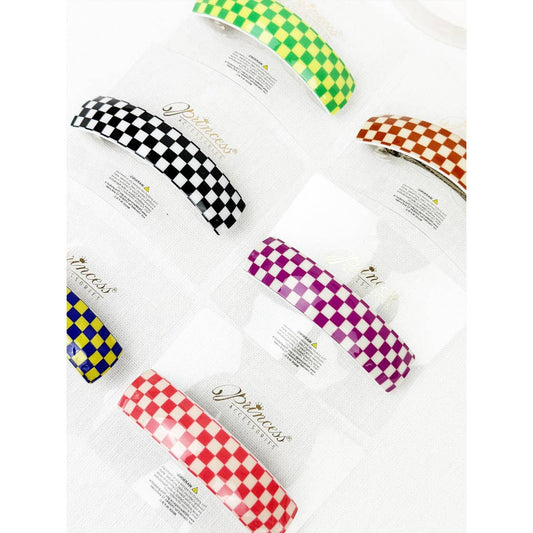 Checker Oval Hair Clip Barrette