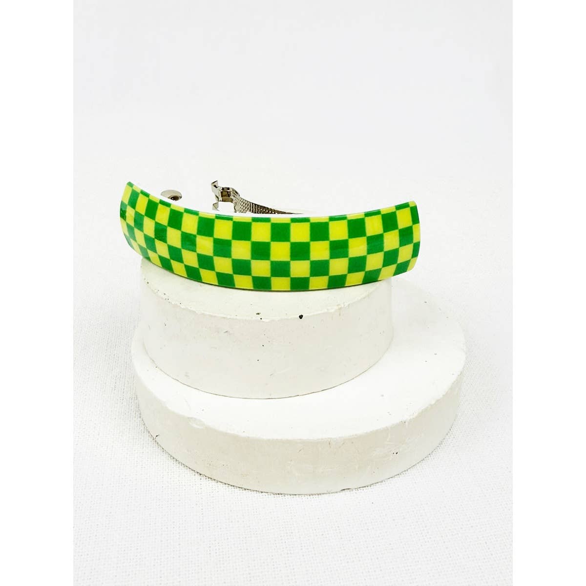 Checker Oval Hair Clip Barrette
