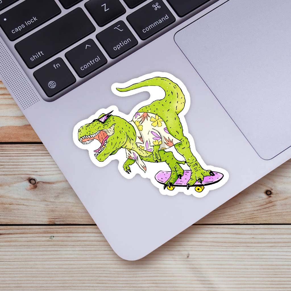 Rad Skateboard T-Rex Dinosaur Sticker