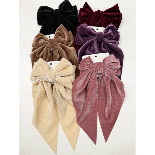 Large Velvet Bow Clips