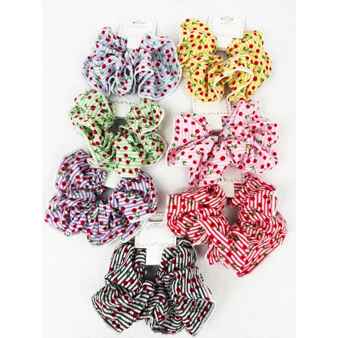 Stripe Pattern with Cherry Print  Scrunchie