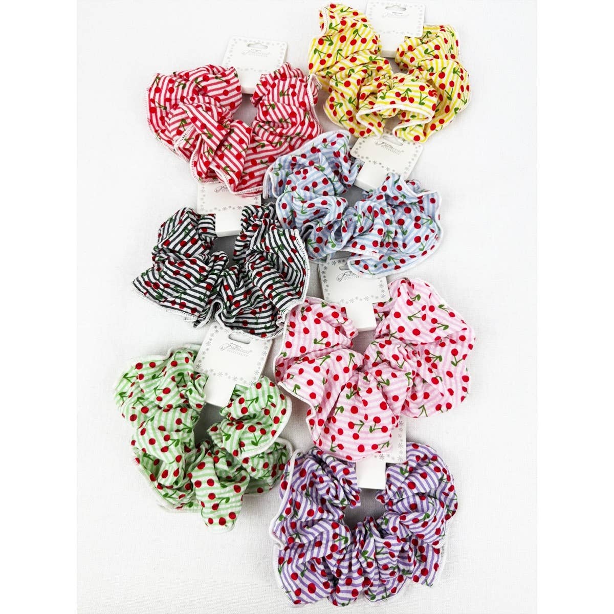 Stripe Pattern with Cherry Print  Scrunchie