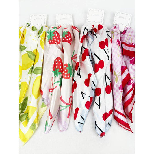 Fruit Print Satin Scarf
