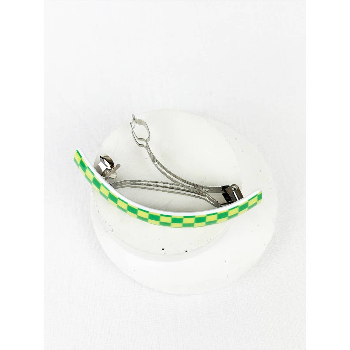 Checker Oval Hair Clip Barrette