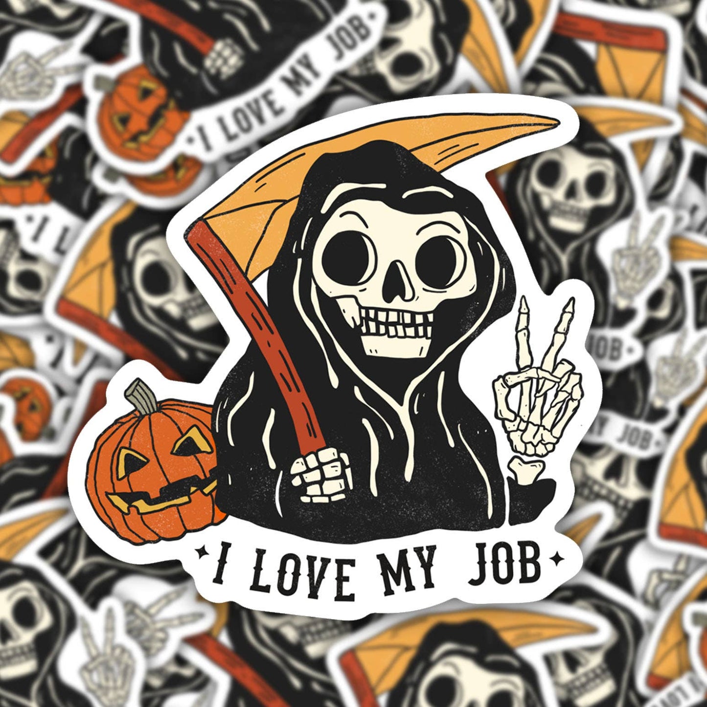 I Love My Job Grim Reaper Vinyl Sticker